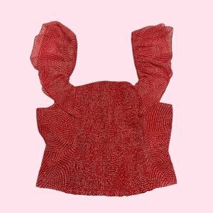 NWT $108 Gentle Fawn Ruffle Strap Polka Dot Cropped Top